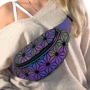 Geometric Holographic Sling Belt Bag Sacred Geometry EUC